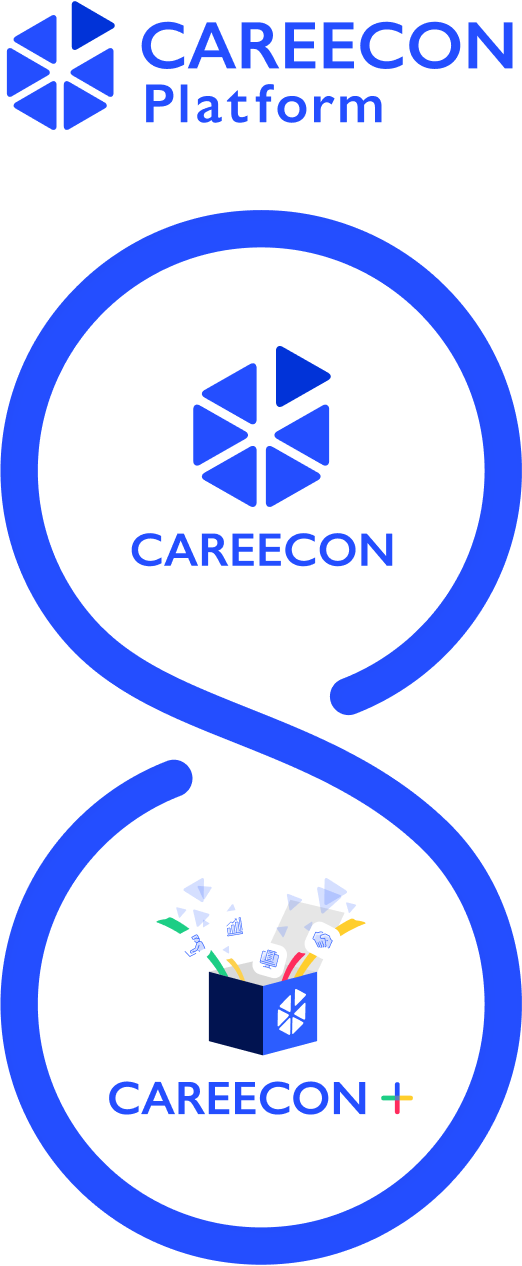 建設DXプラットフォーム「CAREECON」が中小建設事業における業務をクラウドに集約し“つながり”を作る様子をイメージした画像